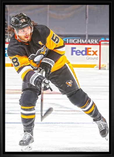 Kris Letang Pittsburgh Penguins Framed 20" x 29" Shooting Canvas 22.5" x 31.5"